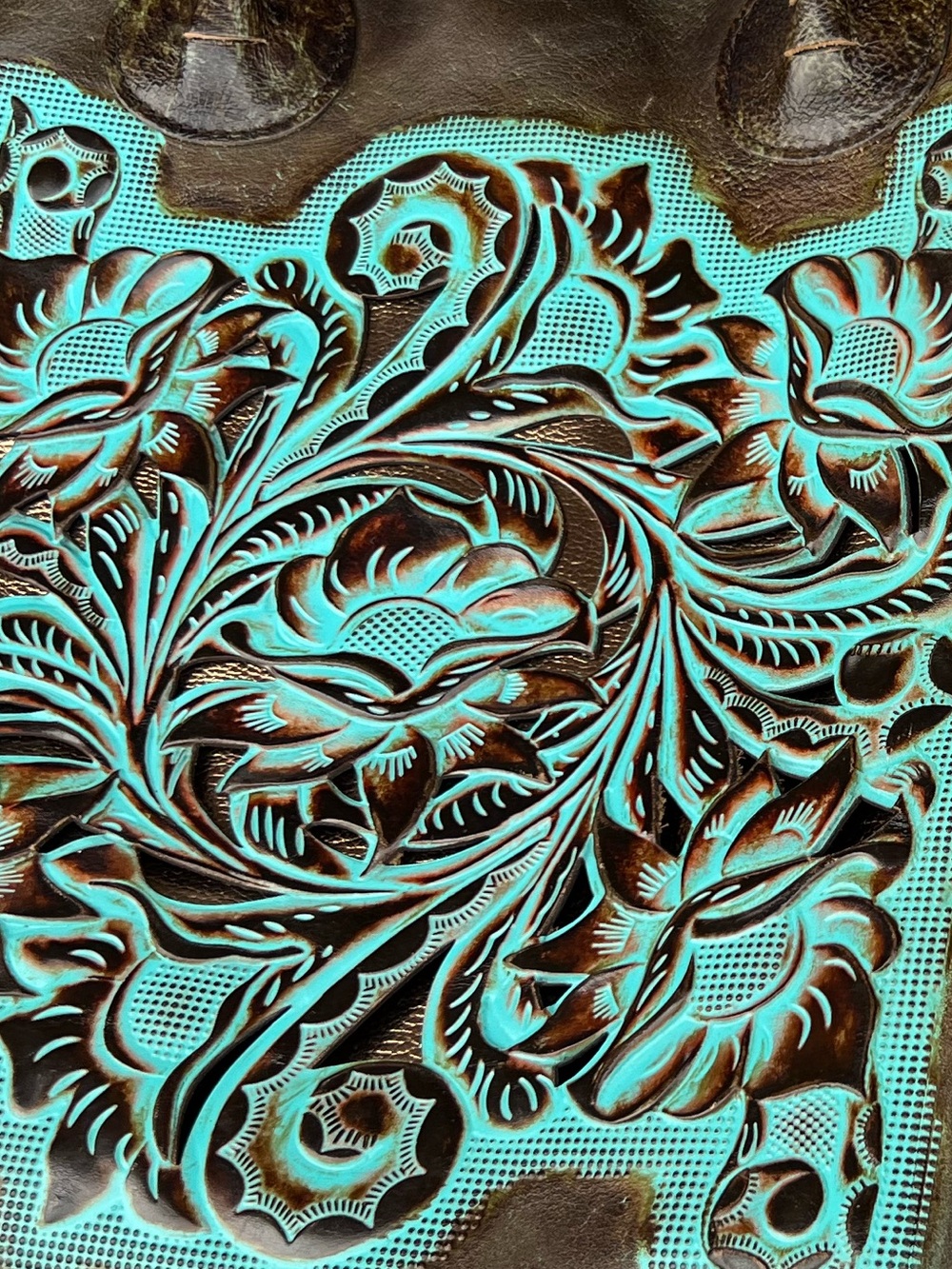 Patricia Nash Turquoise Floral rTooled Leather Tote with wallet - Picture 11 of 11